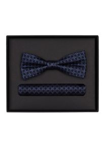 Venti Herren Fliege "Venti Set aus Fliege und Einstecktuch gemustert", blau, 100% Seide, Fliegen