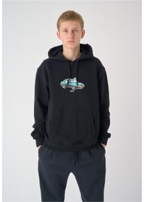 Cleptomanicx Herren Kapuzensweatshirt "Carsharing", schwarz, casual, Gr. S, bedruckt, 100% Baumwolle, Sweatshirts, im lockeren Schnitt