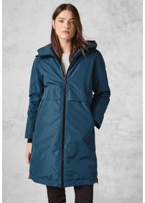 Cecil Damen Trenchcoat, blau, casual, Gr. XL, unifarben, Stoff, 100% Polyester, Mäntel, mit Kapuze mit Tunnelzugband