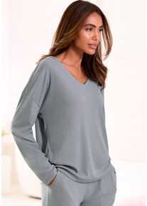 Vivance Dreams Damen Langarmshirt, Gr. 32, grau, Rippstrick, Obermaterial: 63% Polyester, 33% Viskose, 4% Elasthan, unifarben, Basic, Shirts, in
