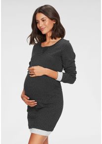 Vivance Dreams Damen Umstandsnachthemd, Gr. 32, schwarz-weiß, Single Jersey, Obermaterial: 93% Baumwolle, 5% Elasthan, 2% Polyester, casual, Kleider,