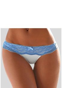 Lascana Damen String, Gr. 32, beige, Obermaterial: 85% Polyamid, 15% Elasthan, Unterhosen, mit breitem Bund aus blumiger Spitze, Dessous