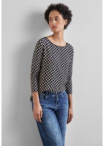 Street One Damen Langarmshirt, blau, casual, Gr. 34, bedruckt, Stoff, 95% Viskose, 5% Elasthan, Shirts, Rundhalsausschnitt