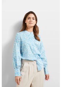 Bugatti Damen Langarmbluse, blau, casual, Gr. 48, geblümt, 100% Baumwolle, Blusen, mit Rundhalsausschnitt