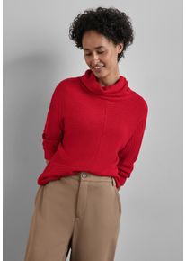 Street One Damen Rollkragenshirt, rot, casual, Gr. 36, unifarben, Stoff, 50% Viskose, 25% Polyester, 25% Polyamid, Shirts, mit Schalkragen
