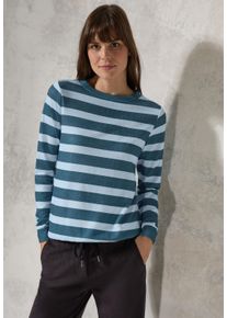Cecil Damen Langarmshirt, blau, casual, Gr. XXL, gestreift, Stoff, 71% Viskose, 26% Polyester, 3% Elasthan, Shirts, mit U-Boot-Ausschnitt