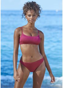 Vivance Damen Bikini-Hose "Valeria", rot, Gr. S, unifarben, Strukturmuster, Polyester, Badehosen, klassische Form, Mix-Kini