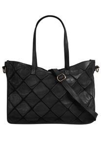 Samantha Look Damen Shopper, schwarz, Leder, Taschen, echt Leder, Made in Italy