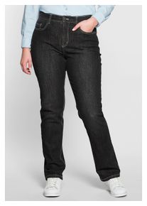 sheego Damen Stretch-Jeans "Große Größen", schwarz, casual, Gr. 88, unifarben, Obermaterial: 98% Baumwolle, 2% Elasthan;Einsatz: 92% Polyester, 8%