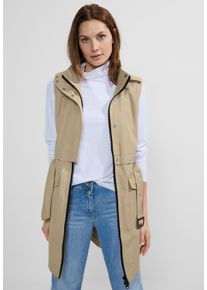 Cecil Damen Longweste, beige, casual, Gr. XXL, unifarben, Web, 64% Baumwolle, 36% Polyester, Westen, mit Reverskragen