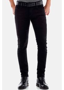 Cipo & Baxx CIPO & BAXX Herren 5-Pocket-Jeans "Jeans", schwarz, Basic, Gr. 42, unifarben, 98% Baumwolle;2% Elasthan, Jeans, im Straight Fit