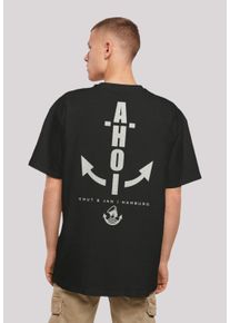 F4NT4STIC Herren T-Shirt "Oversized T-Shirt Ahoi Anker Knut & Jan Hamburg", schwarz, casual, Gr. S, Obermaterial: 100% Baumwolle, Shirts, Print