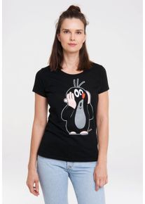logoshirt Damen T-Shirt "Der kleine Maulwurf", schwarz, casual, Gr. L, bedruckt, 100% Baumwolle, Shirts, mit lizenziertem Print