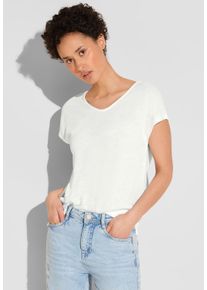 Street One Damen T-Shirt, weiß, casual, Gr. 46, unifarben, Stoff, 80% Polyester, 20% Viskose, Shirts, in Melange Optik