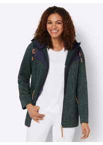 Casual Looks Damen Fleecejacke, grün, Gr. 40, meliert, gemustert, mehrfarbig, 100% Polyester, Webware:100% Polyester, Jacken