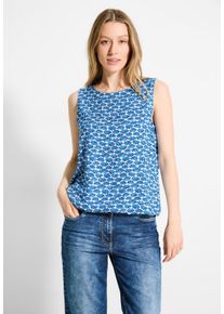Cecil Damen Blusentop, blau, casual, Gr. XXL, bedruckt, Stoff, 100% Viskose, Blusen, mit Elastikbund