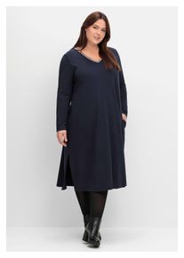 sheego Damen Jerseykleid "Große Größen", blau, feminin, Gr. 40, unifarben, Obermaterial: 65% Modal, 30% Polyester, 5% Elasthan, Kleider, in A-Linie,