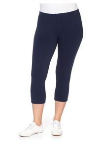 sheego Damen Leggings "Große Größen", blau, sportlich, Gr. 56, unifarben, Obermaterial: 95% Baumwolle, 5% Elasthan, Hosen, in Capri-Länge