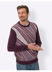 CLASSIC Herren Rundhalspullover "Rundhals-Pullover", rot, Gr. 60, gemustert, mehrfarbig, 100% Polyacryl, Pullover