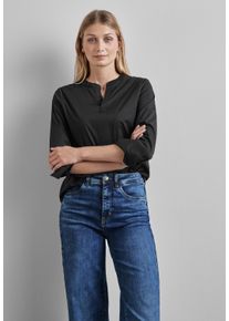 Street One Damen Langarmbluse, schwarz, casual, Gr. 38, unifarben, Web, 74% Baumwolle, 24% Polyamid, 2% Elasthan, Blusen, im soften Baumwoll-Mix