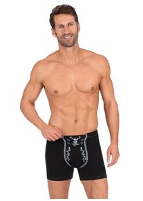 TRIGEMA Herren Boxer "TRIGEMA Pants mit Hirsch", Gr. L, schwarz, 95% Baumwolle, 5% Elastan, Unterhosen