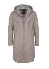 Maze Damen Langjacke "4202199", grau, Gr. XXXL, Obermaterial: 100% Lammleder / Innenfutter: 100% Baumwolle / Ärmelfutter: 100% Polyester / Kapuze: