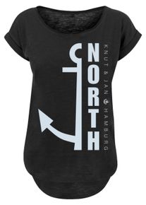 F4NT4STIC Damen T-Shirt "PLUS SIZE North Anker", schwarz, casual, Gr. XL, Obermaterial: 100% Baumwolle, Shirts, Print