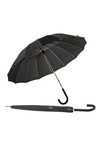 Euroschirm Stockregenschirm "Metropolitan, schwarz", schwarz, Bezug: 100% Polyester, uni, Regenschirme, mit 16 Segmenten und eleganter Dachwölbung
