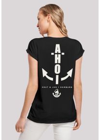 F4NT4STIC Damen T-Shirt "Ahoi Anker Knut & Jan Hamburg", schwarz, casual, Gr. XL, Obermaterial: 100% Baumwolle, Shirts, Print