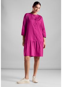 Street One Damen Sommerkleid, pink, casual, Gr. 36, unifarben, Web, 100% Baumwolle, Kleider, mit Volant am Saum