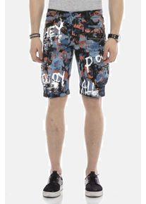 Cipo & Baxx CIPO & BAXX Herren Jeansbermudas "Bermuda & Short", blau, casual, Gr. 34, unifarben, 98% Baumwolle 2% Elasthan, Jeans, mit angesagtem Denim-Coating,