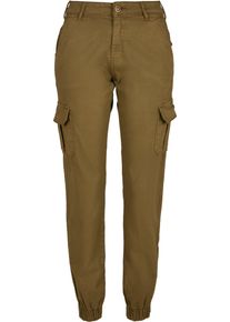 Urban Classics Damen Cargohose "Urban Classics Damen Ladies High Waist Cargo Pants", grün, Gr. 29, unifarben, 98% Baumwolle, 2% Elasthan, Hosen