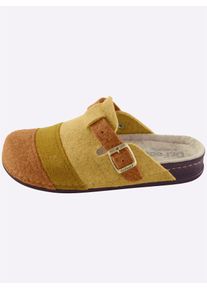 Damen Hausschuh, Gr. 41, gelb, Polyester, Wolle, modisch, Schuhe