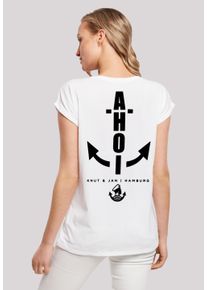 F4NT4STIC Damen T-Shirt "Ahoi Anker Knut & Jan Hamburg", weiß, casual, Gr. L, Obermaterial: 100% Baumwolle, Shirts, Print