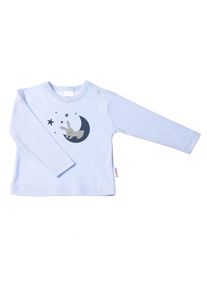 Liliput Jungen Langarmshirt "Mond mit Hase", blau, casual, Gr. 98, bedruckt, 100% Baumwolle, Shirts, mit Druckknöpfen auf der Schulter