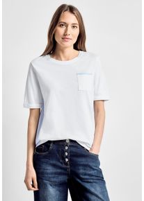 Cecil Damen T-Shirt, weiß, casual, Gr. S, unifarben, Web, Vorderseite: 50% Modal, 50% Baumwolle, Rückseite: 100% Baumwolle, Shirts, aus softem