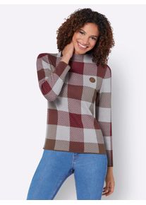 Casual Looks Damen Stehkragenpullover "Pullover", rot, Gr. 46, gemustert, mehrfarbig, 50% Baumwolle, 50% Polyacryl, Pullover