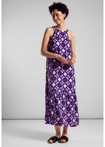 Street One Damen Maxikleid, lila, casual, Gr. 36, bedruckt, Stoff, 100% Viskose, Kleider, aus Viskose