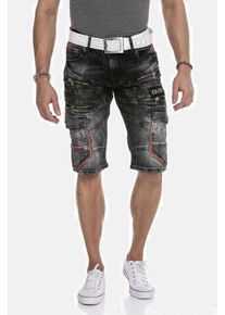 Cipo & Baxx CIPO & BAXX Herren Jogg Pants "Bermuda & Short", schwarz, casual, Gr. 36, unifarben, 98% Baumwolle;2% Elasthan, Jeans, mit