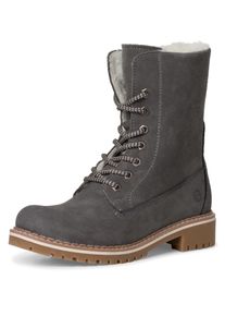 Tamaris Damen Winterboots, Gr. 36, grau, Nubukleder, Veloursleder, unifarben, casual, Schuhe, Blockabsatz, Winterstiefelette, Schnürboots mit