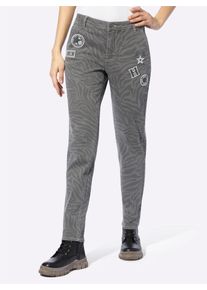 Heine Damen Webhose, grau, Gr. 36, gemustert, animal-print, bedruckt, 96% Baumwolle, 4% Elasthan, Hosen