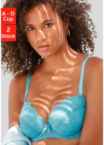 Petite Fleur Damen Balconnet-BH, Gr. 70, blau, Spitze, Microtouch, Obermaterial: 90% Polyamid, 10% Elasthan, klassisch, BHs, mit hübscher Spitze,