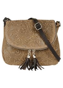 Samantha Look Damen Umhängetasche, braun, Leder, unifarben, leicht glänzend, Taschen, echt Leder, Made in Italy