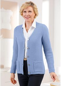 CLASSIC Damen Strickjacke, blau, Gr. 46, unifarben, 70% Polyacryl, 30% Schurwolle, Strickjacken