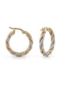 Diamonds by Ellen K. Damen Paar Creolen "Gold 585 dreifarbig 21mm Durchmesser", ONE-SIZE, Gold, bunt, FASCINATION BY ELLEN K., Gold, Ohrringe