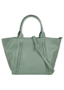 Samantha Look Damen Shopper, grün, Leder, unifarben, leicht glänzend, Taschen, echt Leder, Made in Italy