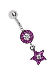 Adelia´s ADELIA ́S Damen Bauchnabelpiercing "Piercing Piercing Bauchnabelpiercing", bunt, modisch, Chirurgiestahl, Piercings, 316l Stahl Banane - rund Stern