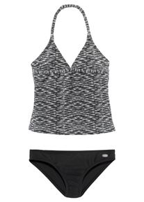 Venice Beach Kinder Tankini, schwarz-weiß, Gr. 122, Melange-Effekt, Polyamid, Bikini-Sets, verstellbare Träger, unifarbene Hose