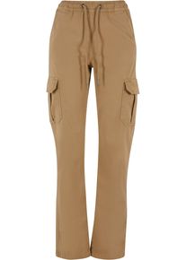 Urban Classics Damen Cargohose "Urban Classics Damen Ladies High Waist Twill Cargo Pants", beige, Gr. XS, unifarben, 98% Baumwolle, 2% Elasthan, Hosen
