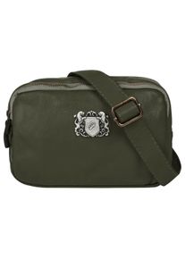 Samantha Look Damen Umhängetasche, grün, Leder, unifarben, leicht glänzend, Taschen, echt Leder, Made in Italy